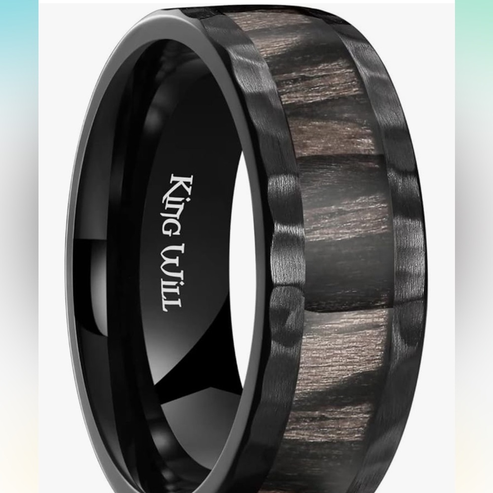 Black titanium wedding band size 11.5